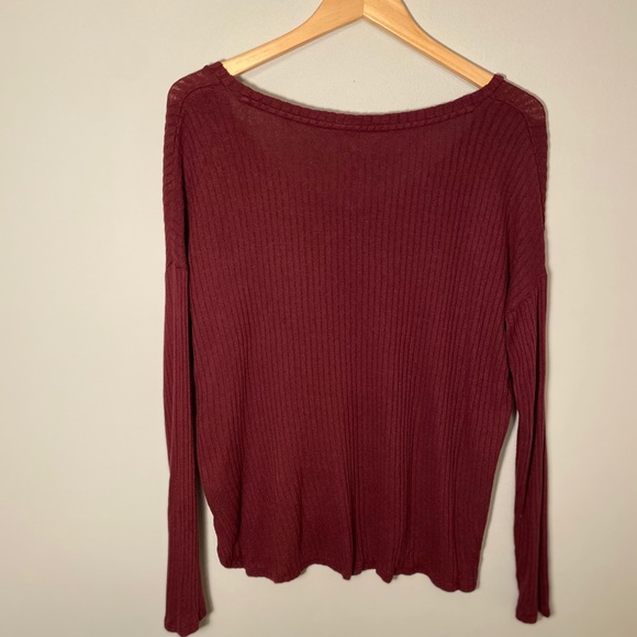 Cozy Maroon Long Sleeve Shirt - Picture 2 of 3